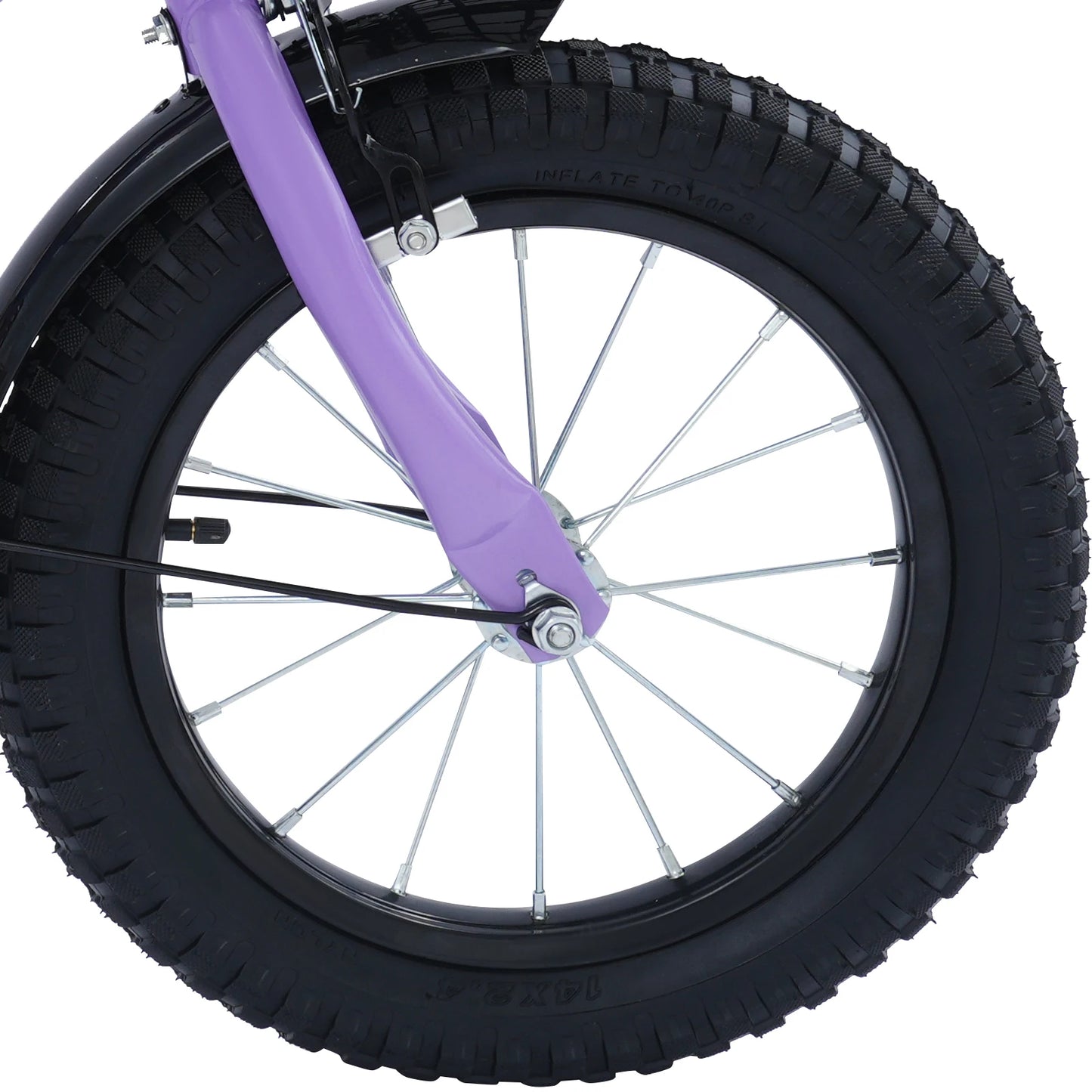 14-Zoll-Kinderfahrrad, verstellbarer Sitz, Kinderfahrradlast 50 kg, mit Trainingsrädern + Korb + Rücksitz für 3–6 Jahre alt (lila/rosa)