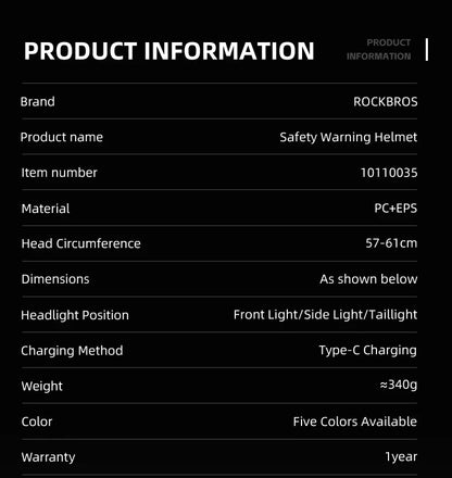ROCKBROS Fahrrad Licht Helm Typ-C Lade Fahrradhelm Wiederaufladbare Einstellbare MTB Sicher Mountain Road Scooter Helm