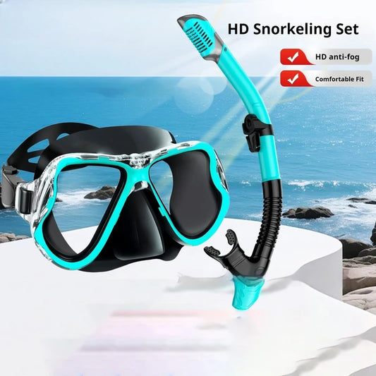 Professionelles Antibeschlag-Schnorchelset für Erwachsene – Set aus Panorama-Tauchmaske und Schwimmtrainingsgeräten aus gehärtetem Glas