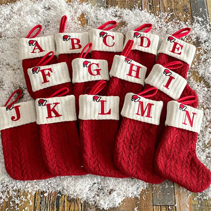 Weihnachtssocken, stricken, Schneeflocke, Buchstabenstrumpf, Weihnachtsdekoration für Zuhause, 2024, Weihnachtsbaumschmuck, Geschenk, Navidad Natal 2025