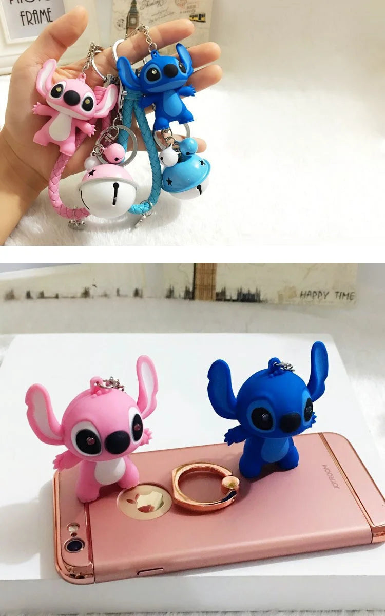 Lilo und Stitch Engel leuchtender Klang Schlüsselanhänger Cartoon Animation Kinder Erwachsene Geschenk Reißverschluss Dekoration Spielzeug Modell Ornament Puppe DIY