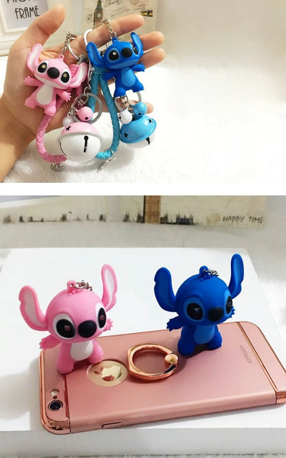 Lilo und Stitch Engel leuchtender Klang Schlüsselanhänger Cartoon Animation Kinder Erwachsene Geschenk Reißverschluss Dekoration Spielzeug Modell Ornament Puppe DIY