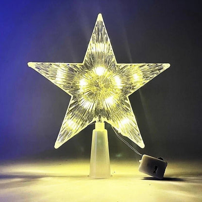 15 cm Weihnachtsdekoration, leuchtender Baumspitze, glitzernder leuchtender Stern, Weihnachtsbaumschmuck für Heimdekoration, Navidad, Neujahr 2026 Geschenk