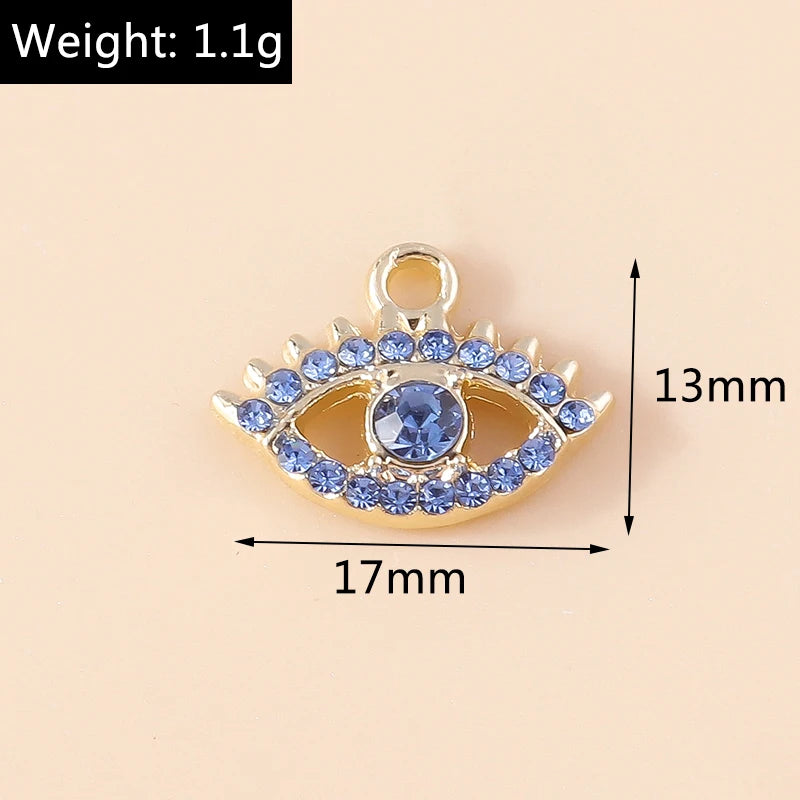 10 Stück Mixed Crystal Evil Eye Charms Türkische Lucky Blue Eye Charms Anhänger Anschlüsse für Armband Ohrringe Halskette DIY Schmuck