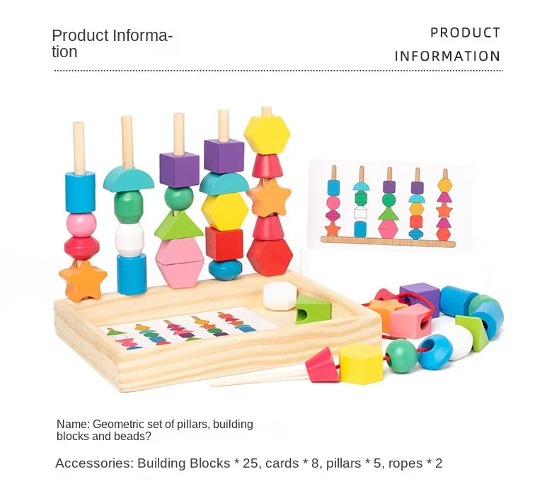 Montessori Holzspielzeug Farbform passendes Puzzlespiel Bunte Perlen Farbkognition Frühes Lernspielzeug Geschenk für Kinder