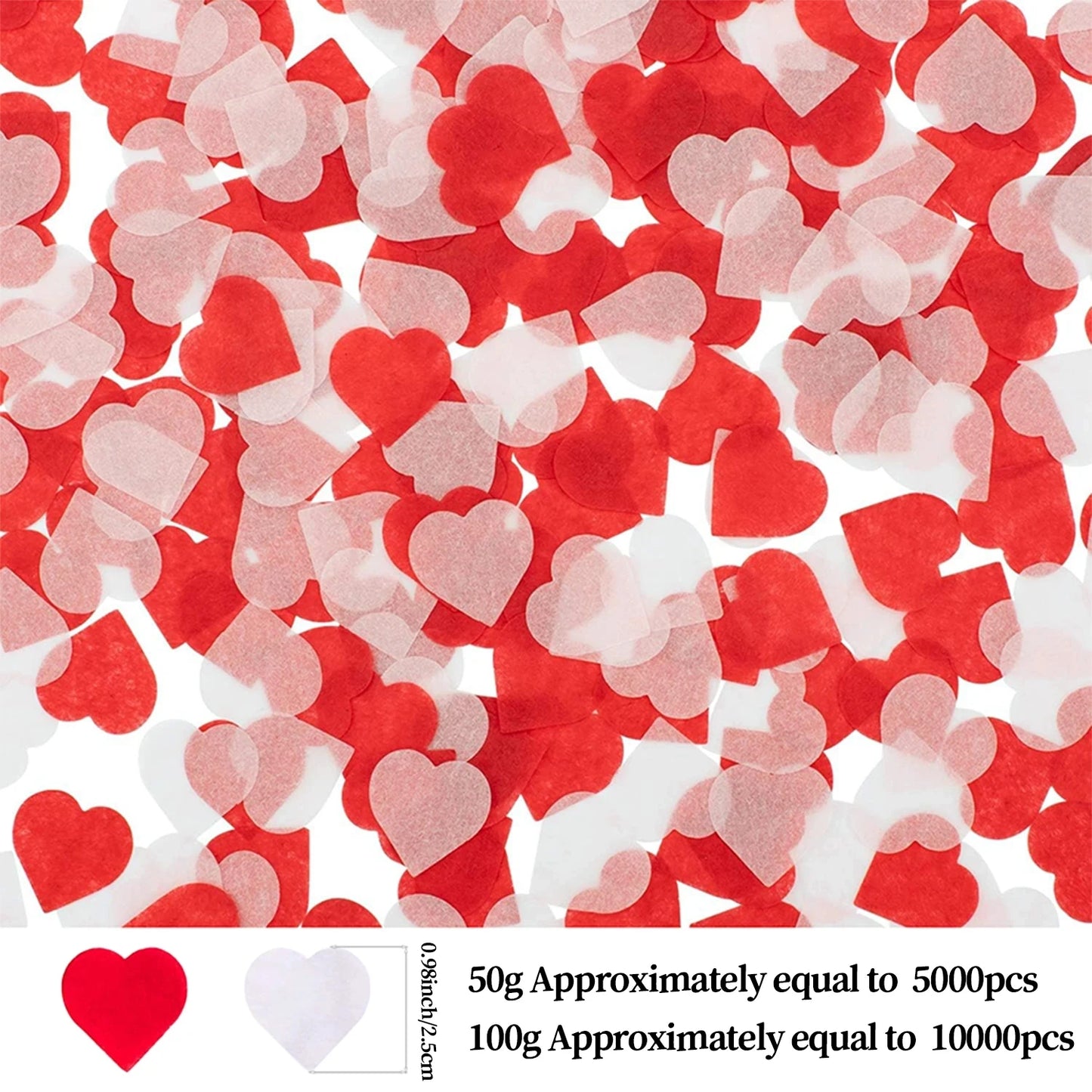 1000–5000 Stück Valentinstag-Papierkonfetti, rotes Herz, Seidenpapier, Party-Dekoration zum Füllen von Ballon, Hochzeit, handgehaltenes Wurfkonfett