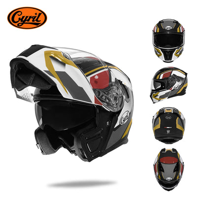 Integraler Motorradhelm mit Dual-Visier, Cyril hochklappbarer Motorradhelm mit Bluetooth-Steckplatz für Erwachsene, DOT-zugelassener Helm