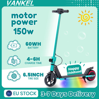 Vankel S32 Elektroroller für Kinder, klappbarer 6,5-Zoll-E-Scooter, 150W Motor, 60Wh Batterie, Elektrofahrzeug für Kinder von 6–12 Jahren