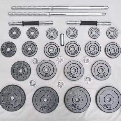 10 kg, 15 kg, 20 kg, 30 kg, Fitnessstudio, Zuhause, Gewichtheben, Hanteln mit Box, bemalt, schwarz lackiert, Gusseisen-Hanteln, Langhantel-Set.