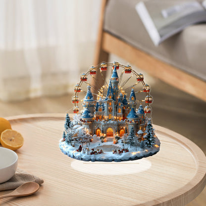 1pc Winter Castle Ferris Wheel Acrylic Desktop Display - Festive & Fun Decor for Home, Office, and Bedroom - Perfect Christmas Gift with Base Included