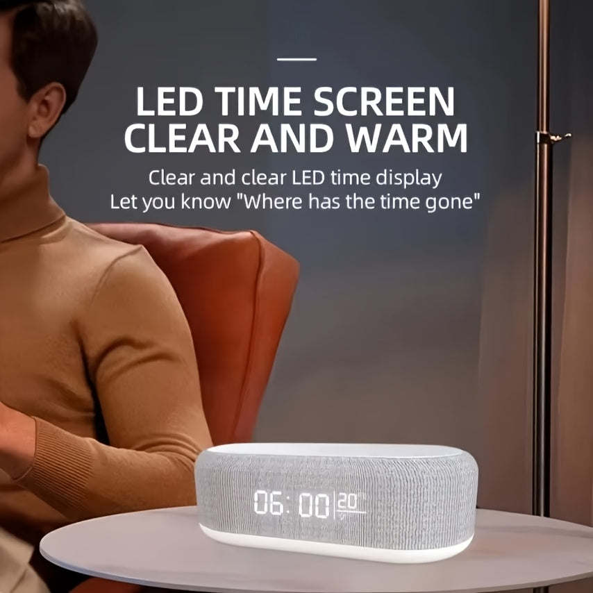 4in 1 Multifunction Wireless Charger Pad Stand LED Night Light Temperature Time Desktop Alarm Clock Mobile Phone Chargers Induction Fast Charging Dock Station Base for iPhone 16 15 14 13 12 for Galaxy S25 S24 S23 Bedroom Offi