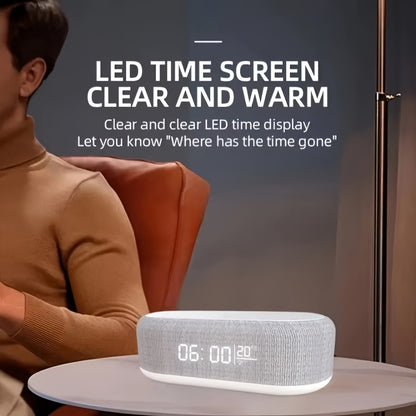 4in 1 Multifunction Wireless Charger Pad Stand LED Night Light Temperature Time Desktop Alarm Clock Mobile Phone Chargers Induction Fast Charging Dock Station Base for iPhone 16 15 14 13 12 for Galaxy S25 S24 S23 Bedroom Offi