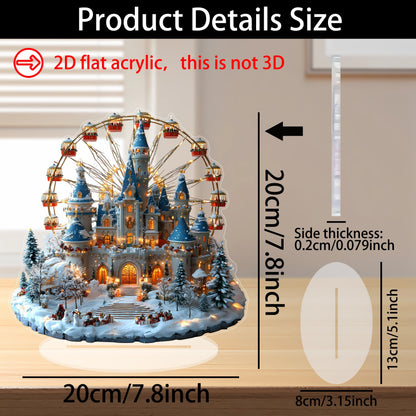 1pc Winter Castle Ferris Wheel Acrylic Desktop Display - Festive & Fun Decor for Home, Office, and Bedroom - Perfect Christmas Gift with Base Included