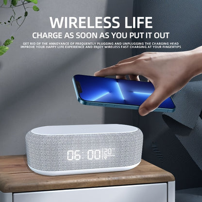 4in 1 Multifunction Wireless Charger Pad Stand LED Night Light Temperature Time Desktop Alarm Clock Mobile Phone Chargers Induction Fast Charging Dock Station Base for iPhone 16 15 14 13 12 for Galaxy S25 S24 S23 Bedroom Offi