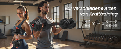 SONGMICS Hantelset, Hanteln mit Verbindungsstange, Hexagon, Kurzhantelset, für Workout, Fitnesstraining, Gewichtheben