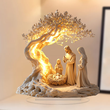 Classic Acrylic Christmas Scene Decor - Pop Culture Inspired Family Statue for Home & Office, Perfect Holiday Gift for Friends & Family, No Power Needed